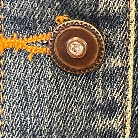 VINTAGE DD New York Jean Jacket w/ Velvet Animal Print Embroidery Size Large - Picture 7 of 10